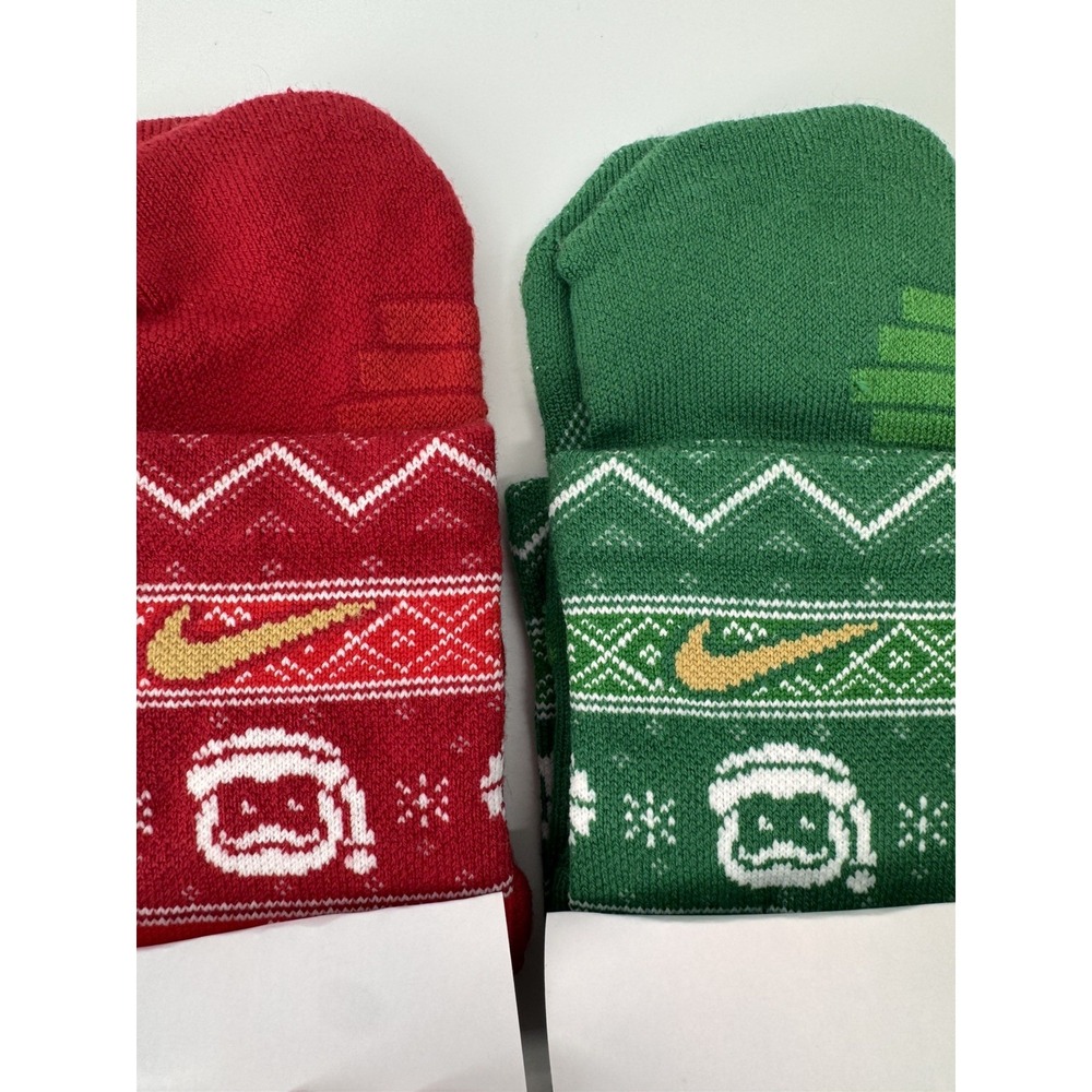 Nike Basketball Elite Christmas Socks 2 Pack Red Green M 6-8 W 6-10 YOUTH 5Y-7Y